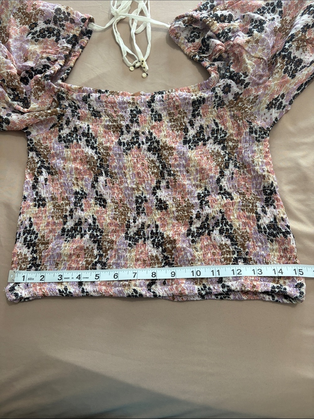 NWT Free People Pink Multi Floral Smocked Peasant Blouse - Picture 12 of 12